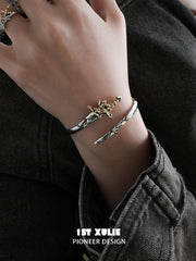 1ST XULIE Jewelry "Knight's Oath" Knight's Sword Adjustable Cuff Bracelet in 18K Gold Plated Brass - Side View