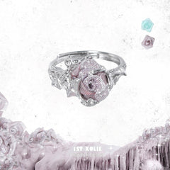 1ST XULIE "Taboo Rose" Knitted Rose Adjustable Open Ring in 925 Sterling Silver - Product View