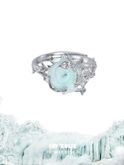 1ST XULIE "Taboo Rose" Knitted Rose Adjustable Open Ring in 925 Sterling Silver - Texture Detail