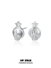 1ST XULIE Jewelry "STARLIGHT LACE" Lace Star Kitten Stud Earrings in Silver Plated Brass - Lifestyle Shot
