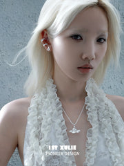 1ST XULIE Jewelry "STARLIGHT LACE" Lace Star Kitten Stud Earrings in Silver Plated Brass - Product View