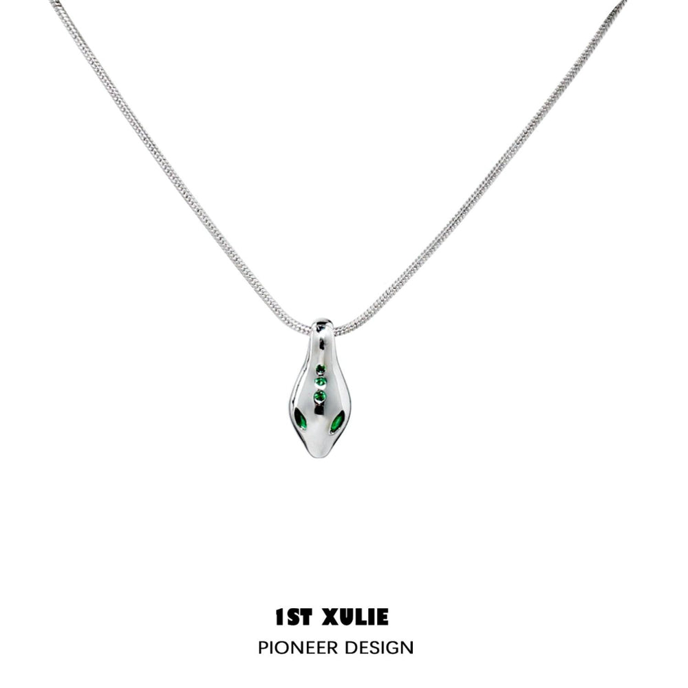 1ST XULIE "Slytherin House" Layered Intertwined Serpent Necklaces in Platinum Plated - Lifestyle Shot