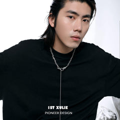 1ST XULIE "Slytherin House" Layered Intertwined Serpent Necklaces in Platinum Plated - On Model Close Up