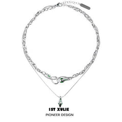 1ST XULIE "Slytherin House" Layered Intertwined Serpent Necklaces in Platinum Plated - Packaging View