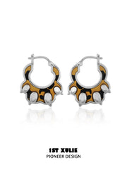1ST XULIE Jewelry "LEOPARD CAT" Leopard Cat Paw Huggie Hoop Earrings in Platinum Plated - Packaging View