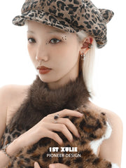 1ST XULIE Jewelry "LEOPARD CAT" Leopard Cat Paw Huggie Hoop Earrings in Platinum Plated - Side View