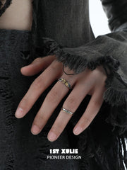 1ST XULIE Jewelry "Immortal Lover" Two-Tone Love Letter Adjustable Pinky Ring in 925 Sterling Silver - Product View