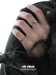 1ST XULIE Jewelry "Immortal Lover" Two-Tone Love Letter Adjustable Pinky Ring in 925 Sterling Silver - Back View