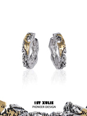 1ST XULIE "Immortal Lover" Dainty Love Letter Huggie Hoop Earrings in Platinum Plated - Product View