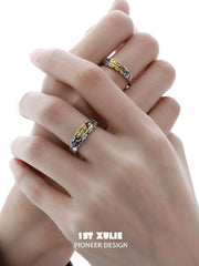 1ST XULIE "Immortal Lover" Adjustable Statement Love Letter Ring in 925 Sterling Silver - Lifestyle Shot