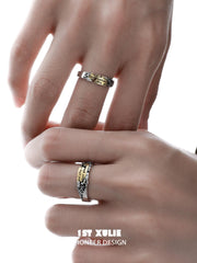1ST XULIE "Immortal Lover" Adjustable Statement Love Letter Ring in 925 Sterling Silver - On Model