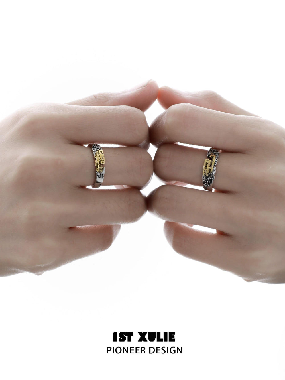 1ST XULIE "Immortal Lover" Adjustable Statement Love Letter Ring in 925 Sterling Silver - Size Comparison