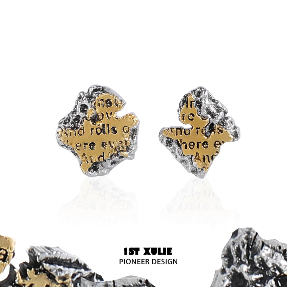 1ST XULIE "Immortal Lover" Dainty Love Letter Stud Earrings in 925 Sterling Silver - Product View