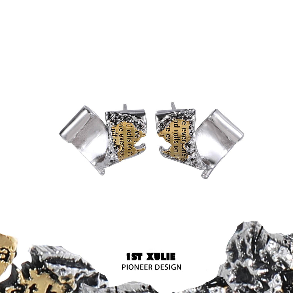 1ST XULIE "Immortal Lover" Dainty Twisted Love Letter Stud Earrings in 925 Sterling Silver - Product View