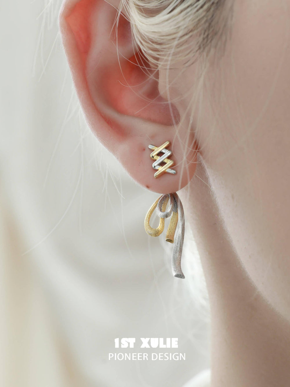 1ST XULIE "Cat's Gaze" Dainty Lucky Cat Charm Drop Earrings in 925 Sterling Silver - Product View