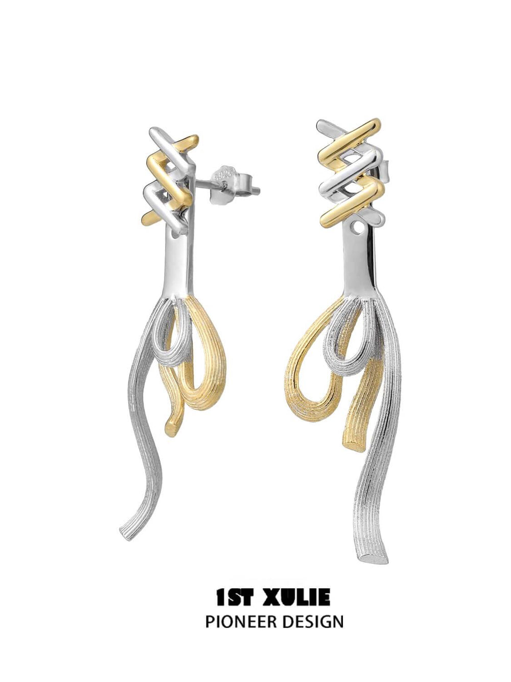 1ST XULIE "Cat's Gaze" Dainty Lucky Cat Charm Drop Earrings in 925 Sterling Silver - On Model