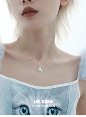 1ST XULIE "Lucky Cat" Crystal Choker Necklace in 925 Sterling Silver - On Model