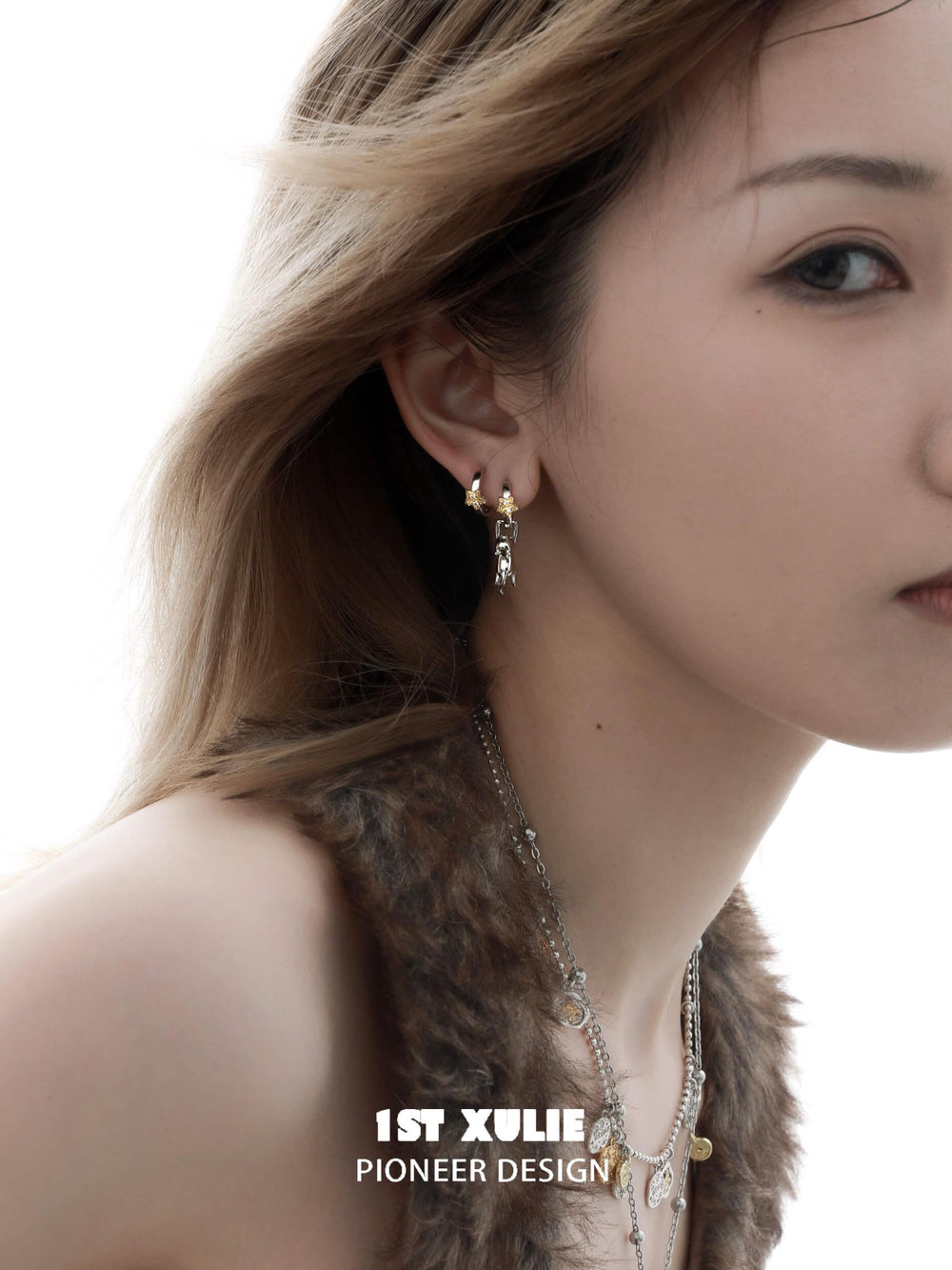 1ST XULIE "Lucky Cat" Platinum Plated Playful Charm Dangle Earrings - Packaging View