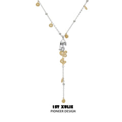 1ST XULIE "Lucky Cat" Platinum Plated Double Layered Pendant Necklace - Clasp Detail