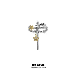 1ST XULIE "Cat's Gaze" Artistic Lucky Cat Walnut Hair Clips in 18K Gold Plated Brass - Alternative Product View