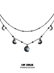 1ST XULIE Jewelry "Eroded Moon" Lunar Eclipse Phases Layered Necklace in 18K Gold Plated - Product View