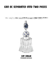 1ST XULIE Jewelry "MIAO" Lunar Sodalite Hairpin in Platinum Plated Brass - Texture View