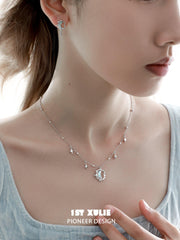 1ST XULIE "Melting Crescent" Moon Pendant Necklace in 925 Sterling Silver - Product View