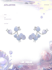 1ST XULIE Jewelry "ATLANTIS" Mermaid Scale Convertible Dangle Stud Earrings in Platinum Plated - Angle View