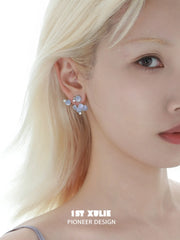 1ST XULIE Jewelry "ATLANTIS" Mermaid Scale Convertible Dangle Stud Earrings in Platinum Plated - Lifestyle Shot