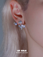 1ST XULIE Jewelry "ATLANTIS" Mermaid Scale Convertible Dangle Stud Earrings in Platinum Plated - Product View