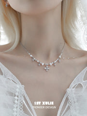 1ST XULIE "Tears of Mermaid" Dainty Mermaid's Tear Mother-of-Pearl Pendant Necklace in 925 Sterling Silver - Product View