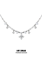 1ST XULIE "Tears of Mermaid" Dainty Mermaid's Tear Mother-of-Pearl Pendant Necklace in 925 Sterling Silver - Product View