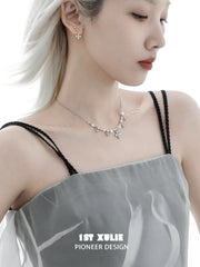 1ST XULIE "Tears of Mermaid" Dainty Mermaid's Tear Mother-of-Pearl Pendant Necklace in 925 Sterling Silver - Side View