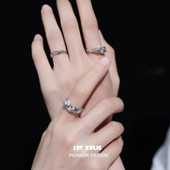 1ST XULIE "Tears of Mermaid" Minimalist Mermaid Tear Pearl Ring in 925 Sterling Silver - Detail Shot