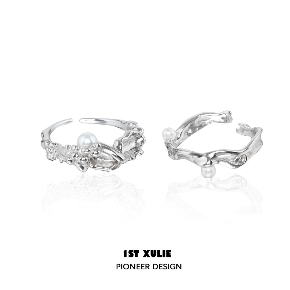 1ST XULIE "Tears of Mermaid" Minimalist Mermaid Tear Pearl Ring in 925 Sterling Silver - Product View