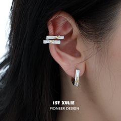 1ST XULIE "Starfall" Meteorite Textured Stud Earrings in 18K Gold & Platinum Plated - Product View