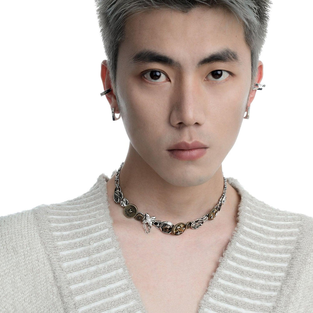 1ST XULIE "Starfall" Meteorite Textured Stud Earrings in 18K Gold & Platinum Plated - On Model Close-up