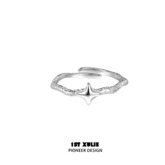 1ST XULIE "Silver Angel" Minimalist Stacking Adjustable Ring in 925 Sterling Silver - Lifestyle Shot