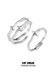 1ST XULIE "Silver Angel" Minimalist Stacking Adjustable Ring in 925 Sterling Silver - Side View On Model