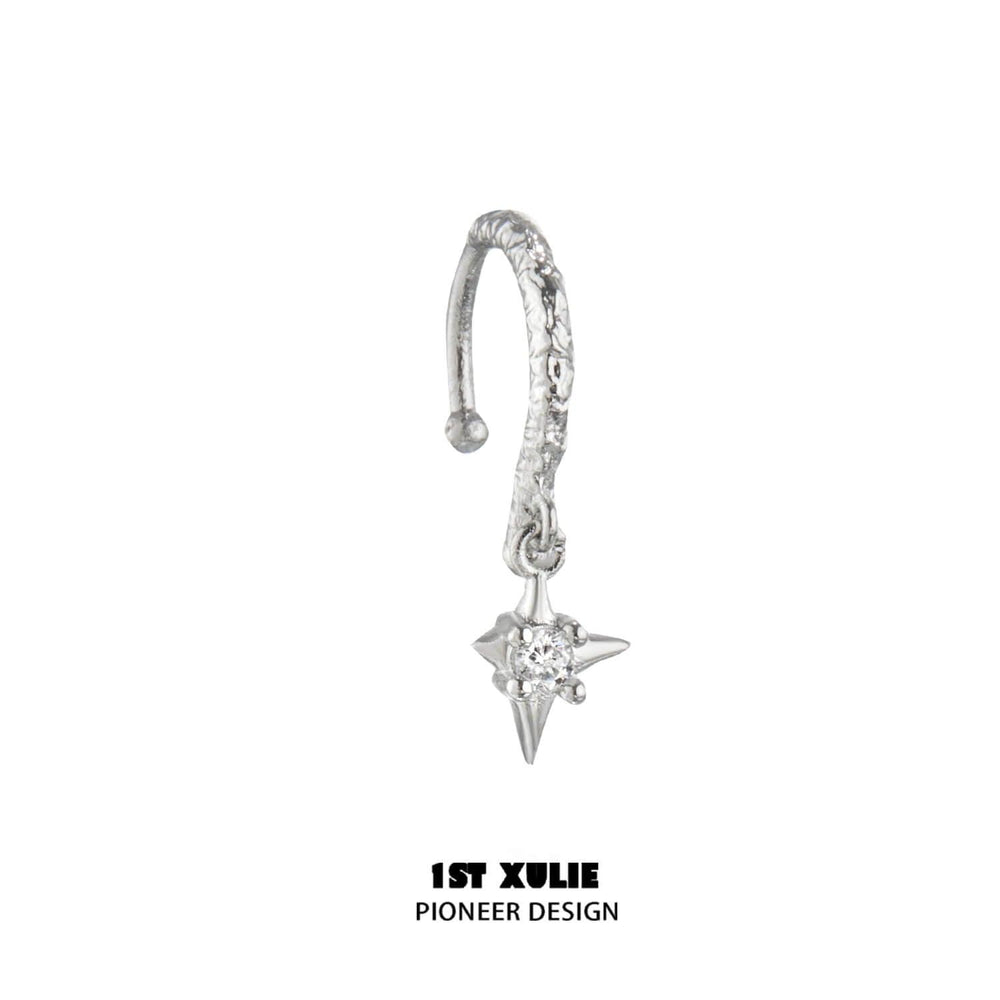 1ST XULIE "Silver Angel" Minimalist Angel Lip Cuff in 925 Sterling Silver - Side View