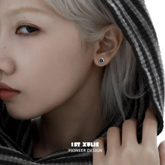 1ST XULIE "Whiterfly" Minimalist Butterfly Stud Earrings in 925 Sterling Silver - Detail Shot