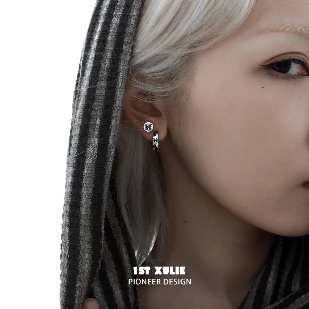 1ST XULIE "Whiterfly" Minimalist Butterfly Stud Earrings in 925 Sterling Silver - Texture Detail