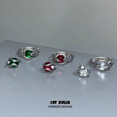 1ST XULIE "Snake Bite" Minimalist Crystal Ball Stud Earrings in 925 Sterling Silver - Back View