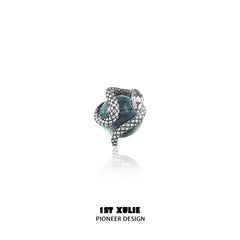 1ST XULIE "Snake Bite" Minimalist Crystal Ball Stud Earrings in 925 Sterling Silver - Packaging View