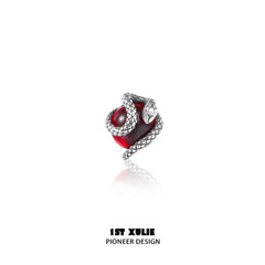 1ST XULIE "Snake Bite" Minimalist Crystal Ball Stud Earrings in 925 Sterling Silver - Side View