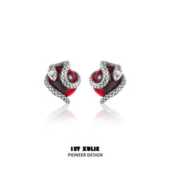 1ST XULIE "Snake Bite" Minimalist Crystal Ball Stud Earrings in 925 Sterling Silver - Texture Detail