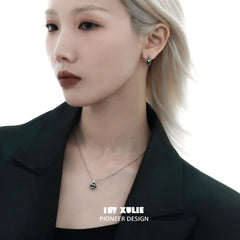 1ST XULIE "Snake Bite" Minimalist Energy Crystal Pendant Necklace in 925 Sterling Silver - Clasp Detail