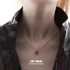 1ST XULIE "Snake Bite" Minimalist Energy Crystal Pendant Necklace in 925 Sterling Silver - Detail Shot