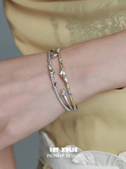 1ST XULIE "Immortal Lover" Minimalist Golden Heart Bangle Bracelet in 18K Gold Plated - Product View