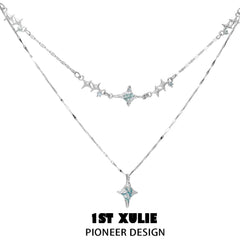 1ST XULIE "Starry Night" Minimalist Pendant Necklace in 925 Sterling Silver - Detail Shot